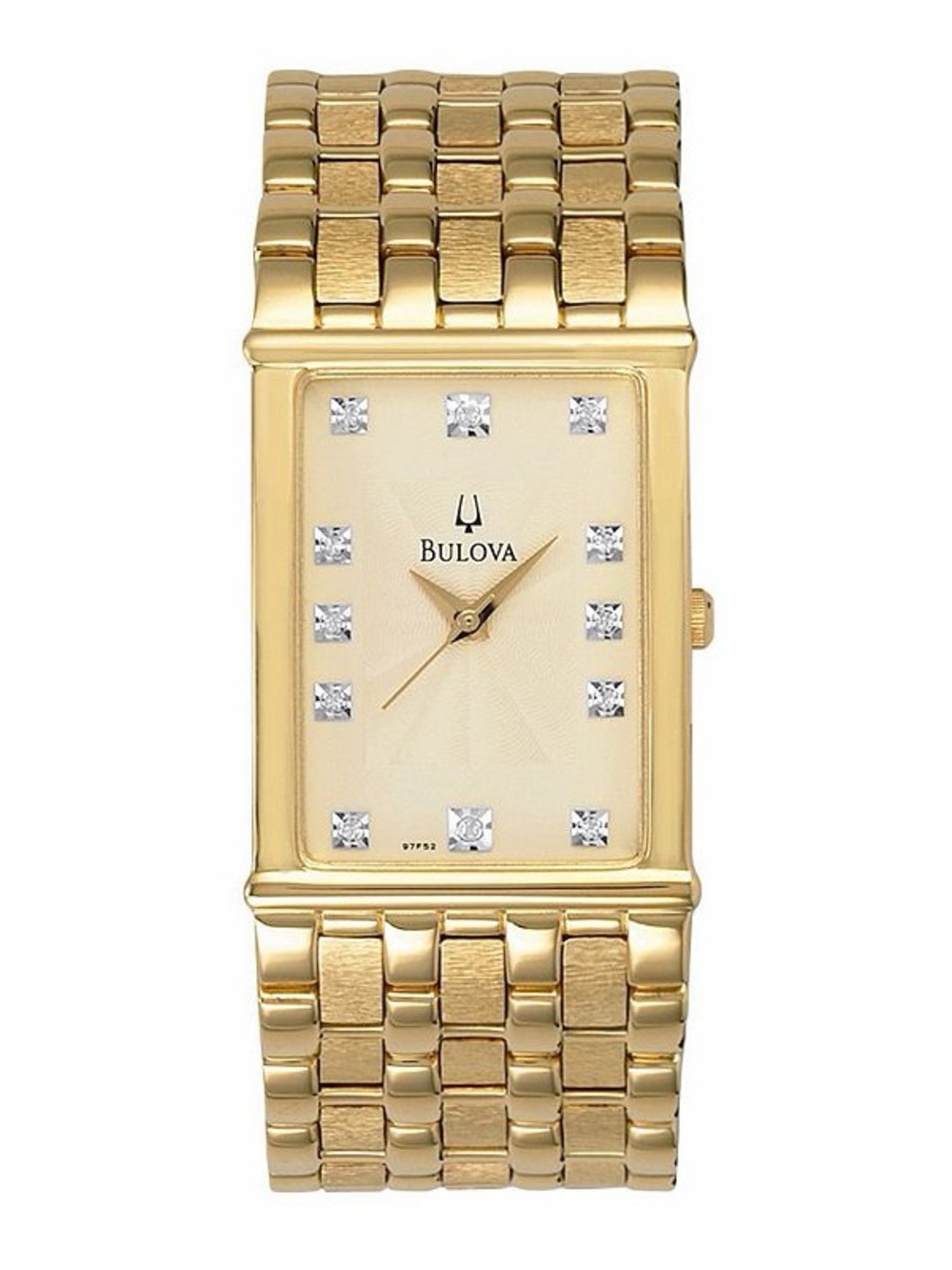 New BULOVA Diamond Accent Rectangle Gold Tone Watch Men’s Unisex